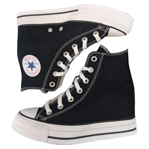 Converse Chuck Taylor All Star Hidden Wedge Platform Black White Sneaker 11 NEW