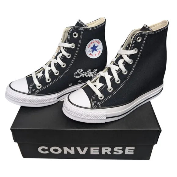 Converse Chuck Taylor All Star Hidden Wedge Platform Black White Sneaker 8 NEW