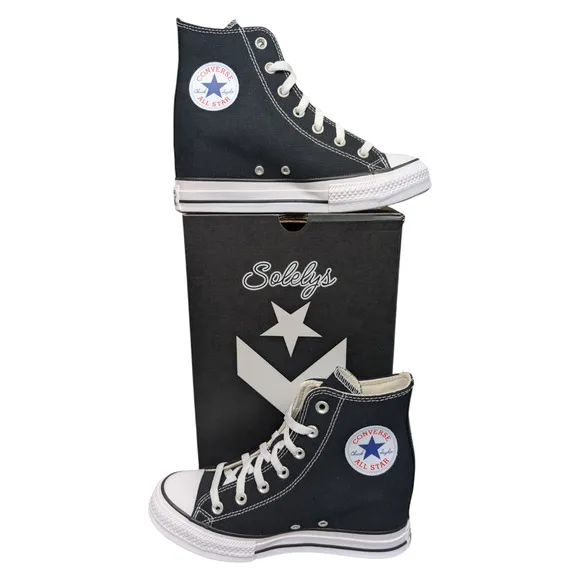Converse Chuck Taylor All Star Hidden Wedge Platform Black White Sneaker 8 NEW