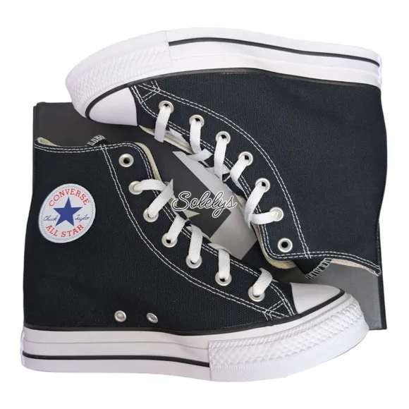 Converse Chuck Taylor All Star Hidden Wedge Platform Black White Sneaker 8 NEW