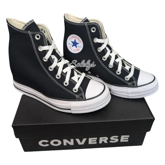 Converse Chuck Taylor All Star Hidden Wedge Platform Black White Sneaker 8 NEW