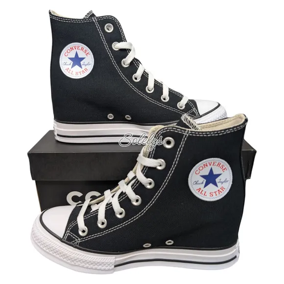 Converse Chuck Taylor All Star Hidden Wedge Platform Black White Sneaker 8 NEW
