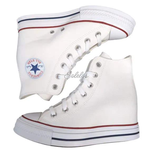 Converse Chuck Taylor All Star Hidden Wedge Platform White Sneaker 8 NEW