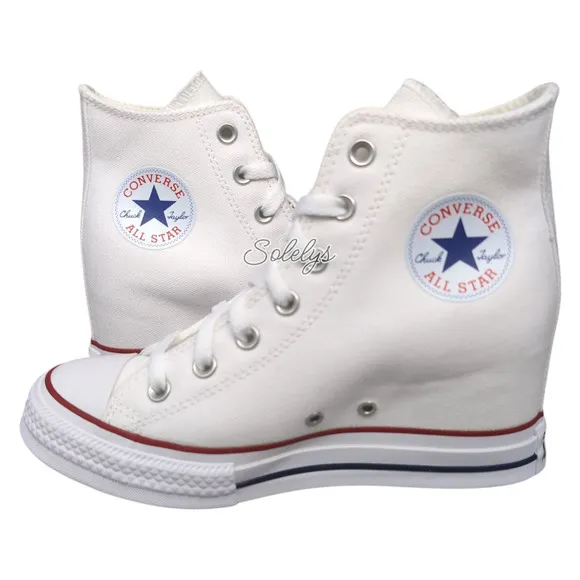 Converse Chuck Taylor All Star Hidden Wedge Platform White Sneaker 8 NEW