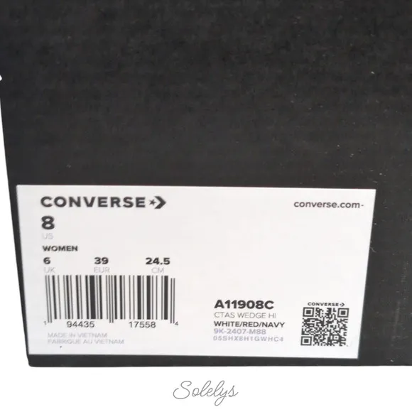 Converse Chuck Taylor All Star Hidden Wedge Platform White Sneaker 8 NEW