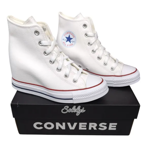Converse Chuck Taylor All Star Hidden Wedge Platform White Sneaker 8 NEW