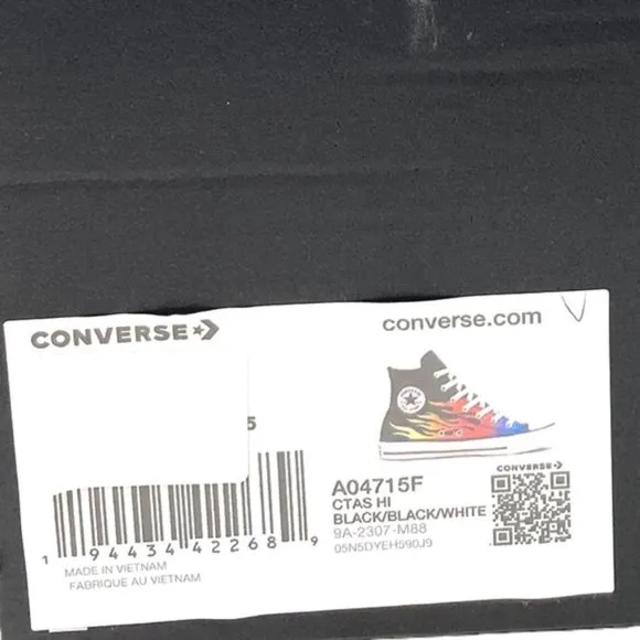 Converse Chuck Taylor High Shoes Women Kids Black Canvas Sneakers Skate A04715F