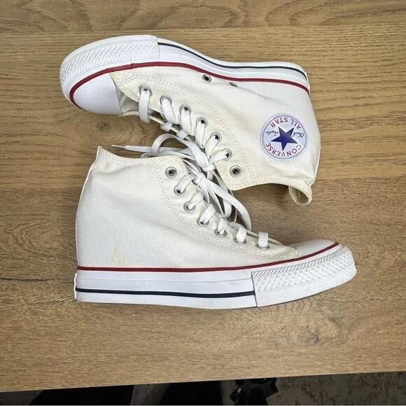 Converse Chuck Taylor All Star Lux Hi High Hidden Heel Wedge White Women’s 8.5
