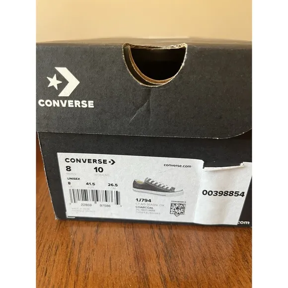 Converse CT AS OX 1J794 Charcoal Sneakers Shoes, Men size 8, Women size 10, NIB