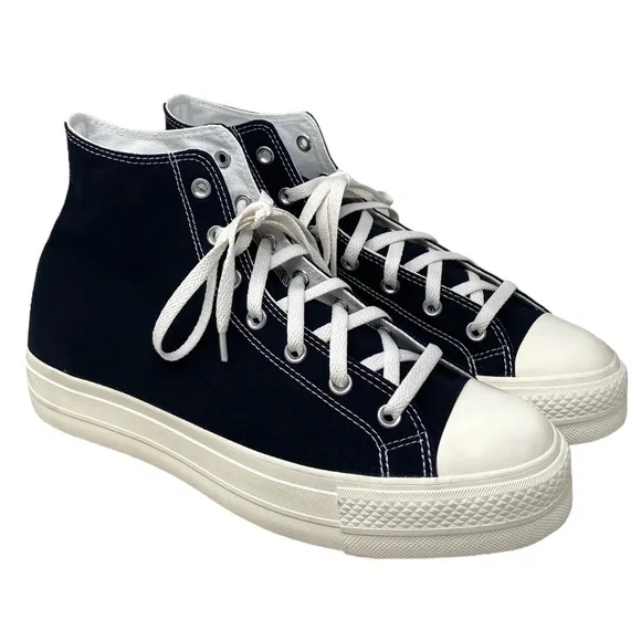 Converse Ctas Lift Platform Shoes Hi Canvas Black Red Men's Custom 171209C-WWBLR