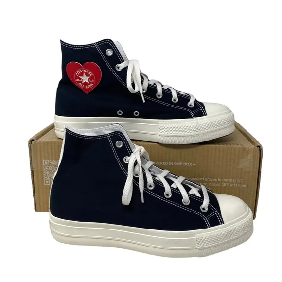 Converse Ctas Lift Platform Shoes Hi Canvas Black Red Men's Custom 171209C-WWBLR