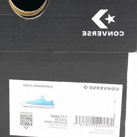 Converse CTAS OX Shoes Low Top Canvas Electric Aqua 171266F Sneakers Size Men’s
