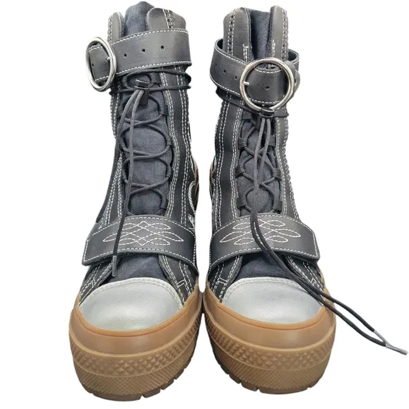 Converse Rare Space Cowgirl Gr82 Heeled Platform Boots Black Sz 7