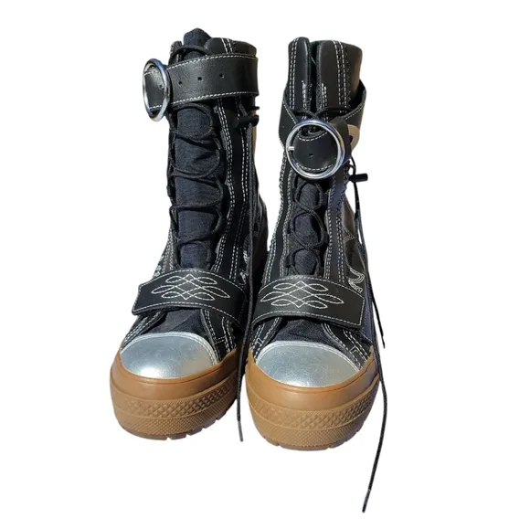 Converse Rare Space Cowgirl Gr82 Heeled Platform Boots Black Sz 7