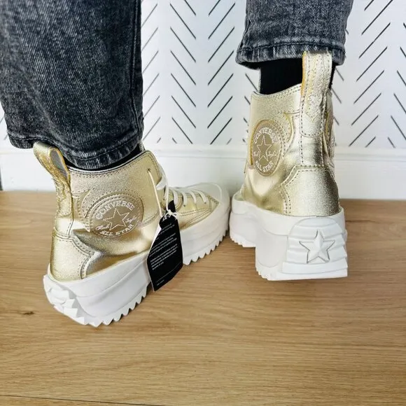 🤩Converse Run Star Hike Hi Platform Western Women Shoes Sz 7.5 Gold A10333C New
