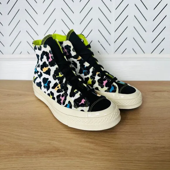 🤩Converse Womens shoes Chuck 70 Hi Skate Sz 6.5 Comfy Velvet Leopard Canvas New