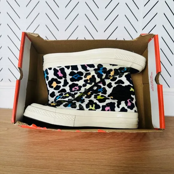 🤩Converse Womens shoes Chuck 70 Hi Skate Sz 6.5 Comfy Velvet Leopard Canvas New