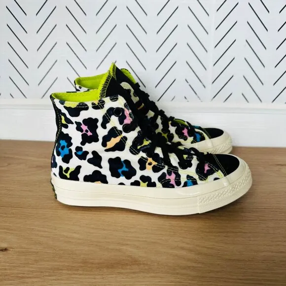 🤩Converse Womens shoes Chuck 70 Hi Skate Sz 6.5 Comfy Velvet Leopard Canvas New