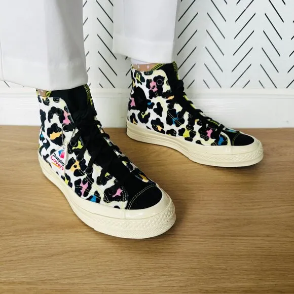 🤩Converse Womens shoes Chuck 70 Hi Skate Sz 6.5 Comfy Velvet Leopard Canvas New