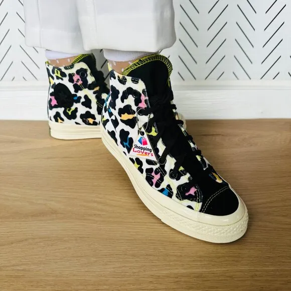 🤩Converse Womens shoes Chuck 70 Hi Skate Sz 6.5 Comfy Velvet Leopard Canvas New