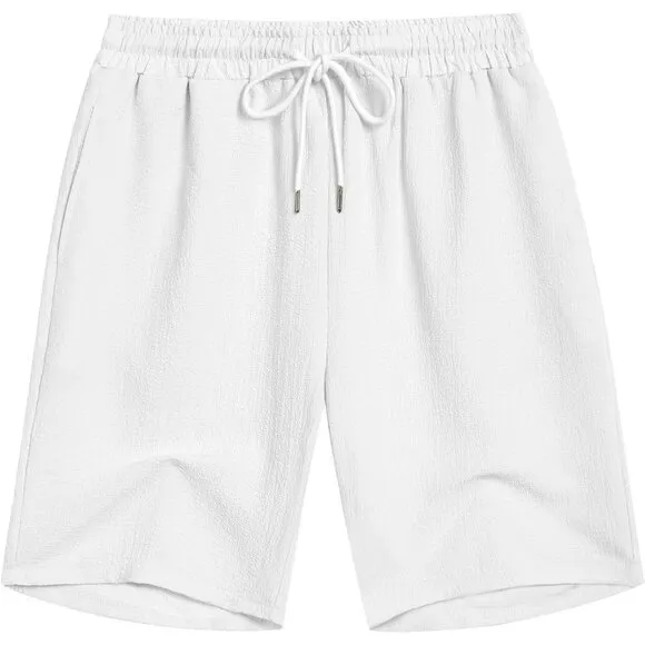 COOFANDY Mens Casual Shorts Elastic Waist Drawstring Textured Summer Beach Short