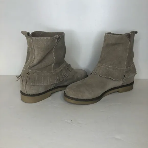 Coolway tan suede fringe boots