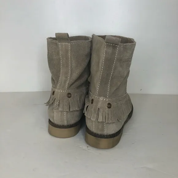 Coolway tan suede fringe boots