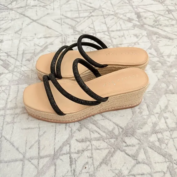 Copper Key Sugar Rhinestone Espadrille Strappy Sandal Platform Wedge Size 8.5