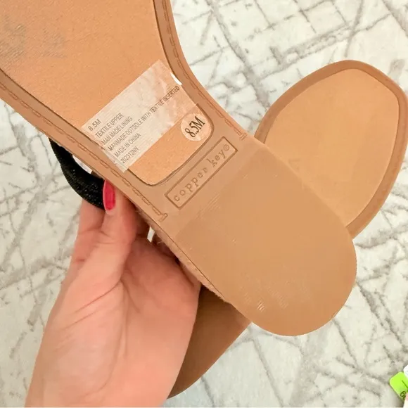 Copper Key Sugar Rhinestone Espadrille Strappy Sandal Platform Wedge Size 8.5