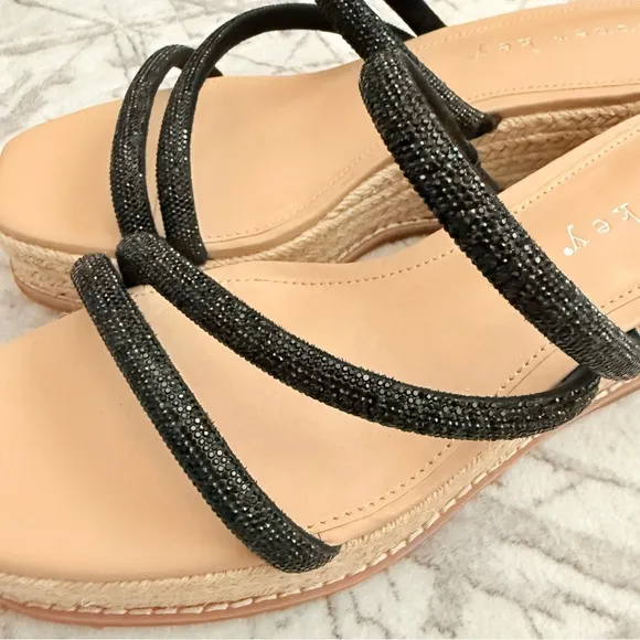 Copper Key Sugar Rhinestone Espadrille Strappy Sandal Platform Wedge Size 8.5