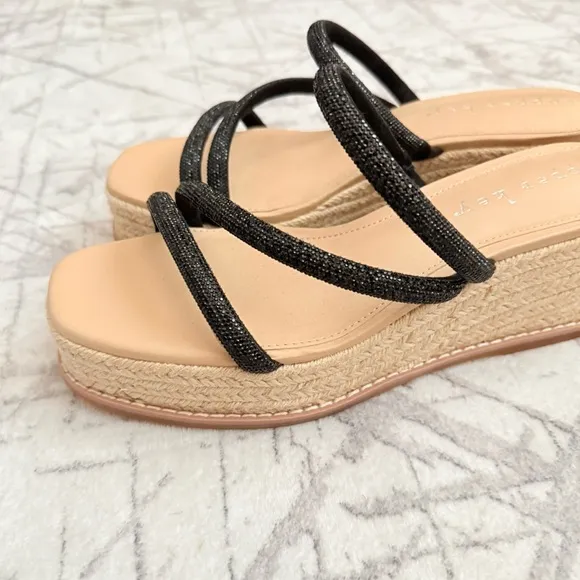 Copper Key Sugar Rhinestone Espadrille Strappy Sandal Platform Wedge Size 8.5