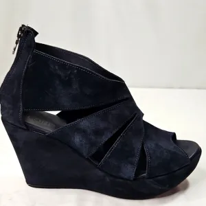 Cordani Womens Italian Blue Suede Wedge Sandals Size 10 (40)