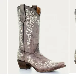Corral Brown and Cream Heeled Boots with Intricate Designs