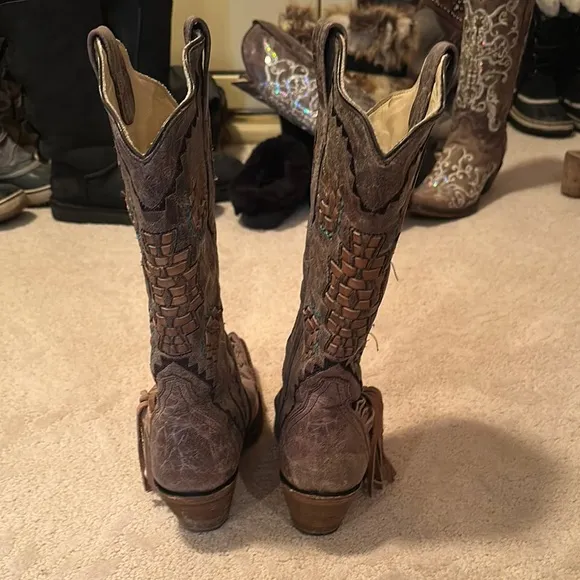 Corral Brown Heeled Boots with Western Flair