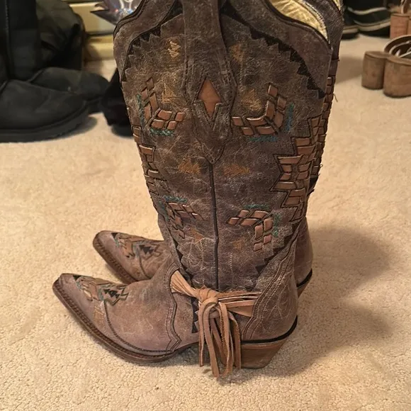 Corral Brown Heeled Boots with Western Flair