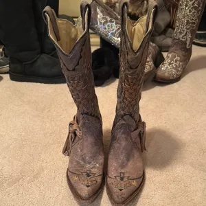 Corral Brown Heeled Boots with Western Flair
