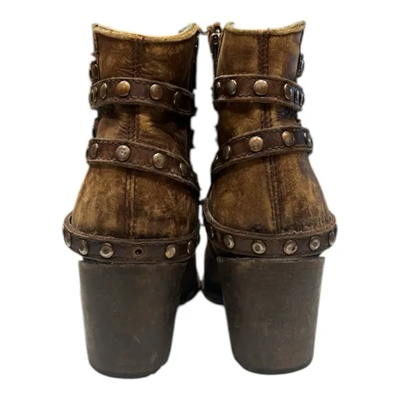 CORRAL C 2993 Handcrafted Boots Brown HARNESS &amp; STUDS ANKLE Western BOOT 7.5