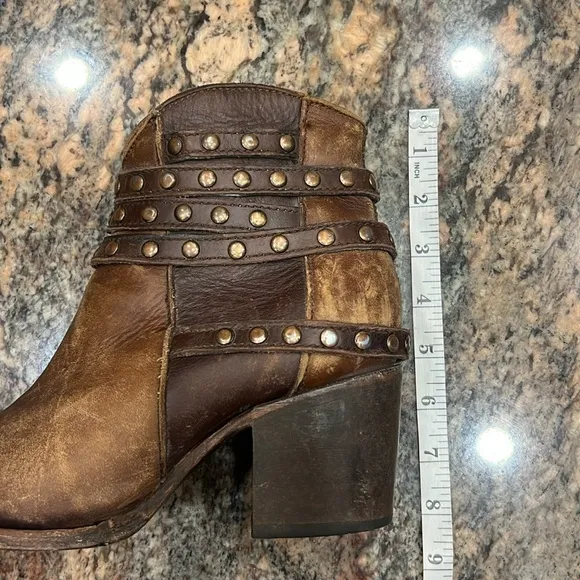 CORRAL C 2993 Handcrafted Boots Brown HARNESS &amp; STUDS ANKLE Western BOOT 7.5