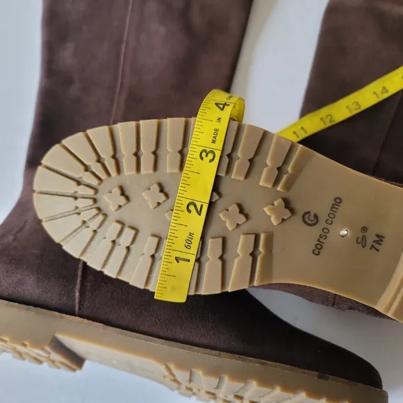 Corso Como Radar Brown Leather Upper Suede Over-The-Knee Flat Boots. Siz…