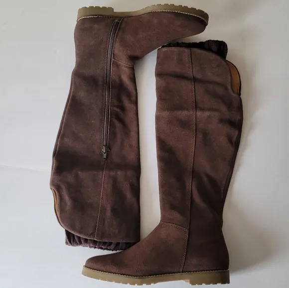 Corso Como Radar Brown Leather Upper Suede Over-The-Knee Flat Boots. Siz…