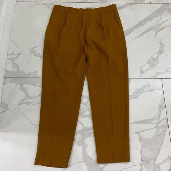 Cos Khaki Trousers Mens Sz 36 R Wool Blend Relaxed Pants Tailored Smart