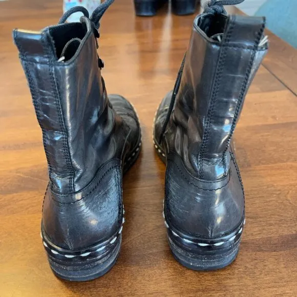 Costume National leather lace-up combat boots grey women 37.5