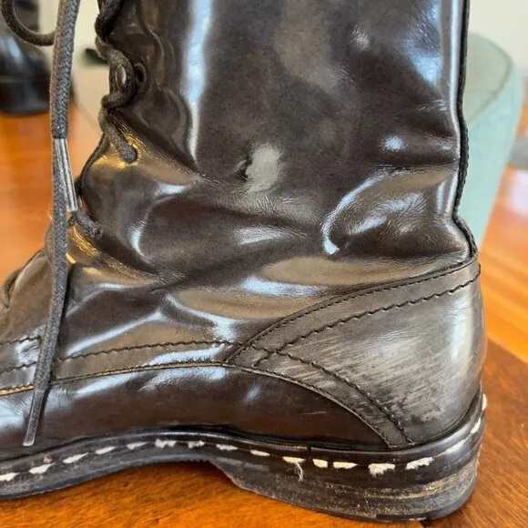 Costume National leather lace-up combat boots grey women 37.5