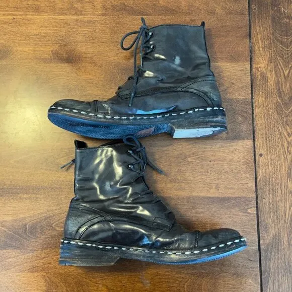 Costume National leather lace-up combat boots grey women 37.5