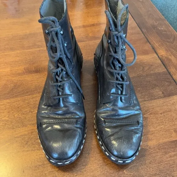 Costume National leather lace-up combat boots grey women 37.5