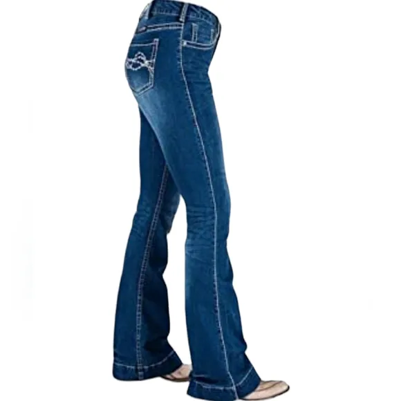 COWGIRL TUFF Edgy Wide Trouser jeans wide leg flare TALL rodeo sz 24Long NWT