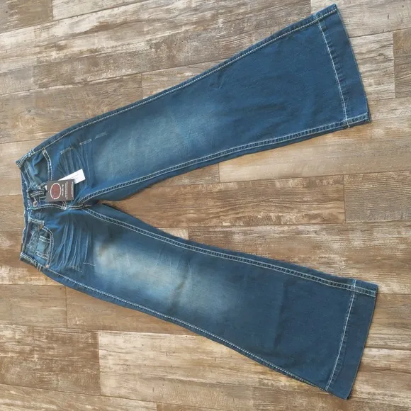 COWGIRL TUFF Edgy Wide Trouser jeans wide leg flare TALL rodeo sz 24Long NWT