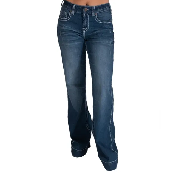 COWGIRL TUFF Edgy Wide Trouser jeans wide leg flare TALL rodeo sz 24Long NWT
