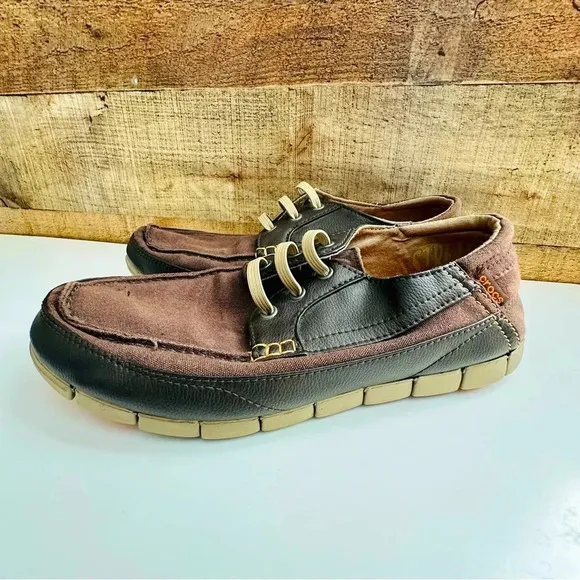 Crocs Casual Lace Up Canvas Boat Slip On Shoes