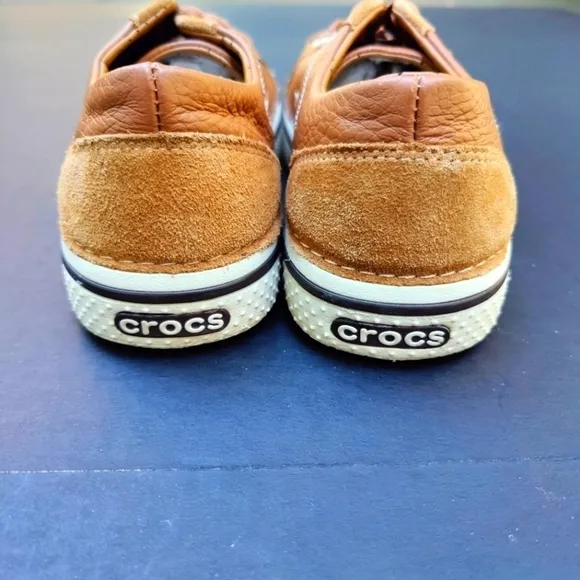 Crocs Hover Sneakers Brown Leather &amp; Suede Unisex Lace-up Size Men's 8 Womens 10